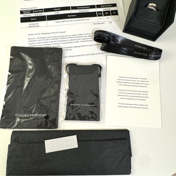 DAVID YURMAN Pure Form Sterling Silver Stackable Ring Set Sz 6 - Picture 4 of 16